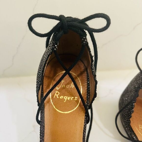 Jack Rogers Black Flats with Elegant Ankle Wrap - Picture 9 of 12